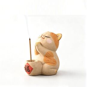 Incense Burner, Hand - Painted cat Incense Holder, Adorable cat - Shaped for the Tea Table.Meditation Yoga Spa Room Decor in Saudi Arabia