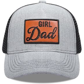Men's Baseball Trucker hat, Leather Patch Adjustable Girl Father Daddy Baseball hat, Gift for dad Cap Trucker hat in Kuwait