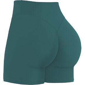 Sunzel Women's Invisible Butt Scrunch Shorts, High Waisted Biker Shorts, Gym Workout Yoga Running Shorts with Tummy Control 4" Inseam Forest Green Medium in Kuwait