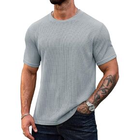 Men's Knitted Textured Tshirt Summer Casual Short Sleeve Tee (S-XXL) in Saudi Arabia