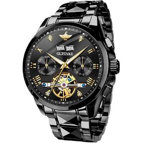OUPINKE Men's Watch Advanced Design Waterproof Luminous Big Face Skeleton Automatic Business Mechanical Dress Wristwatch in Saudi Arabia