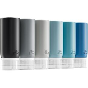Muslish 6 Pack Travel Bottles for Toiletries - TSA Approved 3oz Leakproof Travel Size Containers, BPA Free Silicone Refillable Squeezable Bottles, Travel Essentials for Shampoo and Conditioner (Gray) in Saudi Arabia