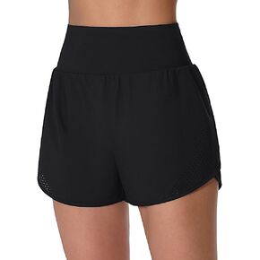 ATTRACO Women's 3" High Waisted Swim Board Shorts Pleated Summer Beach Shorts with Pockets in Saudi Arabia