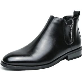 Men'S Chelsea Boots With Side Zipper Low Chunky Heel Business Dress Boots Formal Wedding Causal Work Ankle Boots in Saudi Arabia