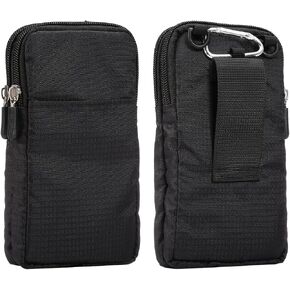 Cell Phone Belt Clip Bag Men, Crossbody Mobile Phone Wallet Vertical, Outdoor Travel Zipper Cellphone Shoulder Messenger Pouch Smartphone Waist Pack Belt Holster Nylon Pocket with Belt Loop Carabiner in Saudi Arabia