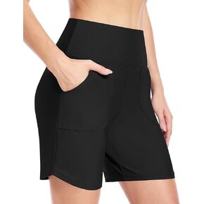 Moozava Women's 3"/5"/7"/9" Swim Board Shorts High Waisted Quick Dry Beach Swimsuit Bottoms Bathing Suit with Liner Pockets in Saudi Arabia