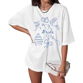 Bride Shirt Bachelorette Bridesmaid Brida Party Shirts Oversized Mrs Engaged Wedding Tshirts Graphic Tees Casual Tops in Saudi Arabia