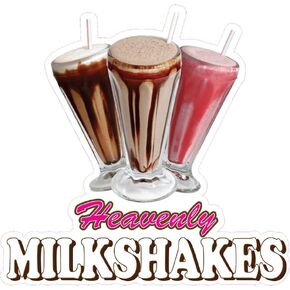 Die-Cut Sticker Multiple Sizes Heavenly Milkshakes Style B Restaurant & Food Heavenly Milkshakes Indoor Decal Concession Sign Pink - 10in Longest Side in Saudi Arabia