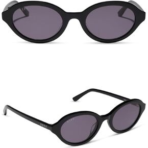 DIFF | Rachael Kirkconnell Julia Oval Low Profile Sunglasses for Women | UV400 Protection | Black + Grey in Kuwait