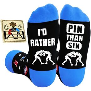 Wrestling Gifts Socks - Funny Socks Presents for Men Women Coaches Youth Wrestling Gear and Accessories Box Ready for Present in Saudi Arabia
