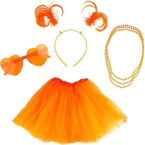 80s Orange Tutu Costume Accessories Colorful Tulle Tutu Skirts Orange Accessories for Women Fancy Dress Running Outfits and Dance Party Wear in Saudi Arabia