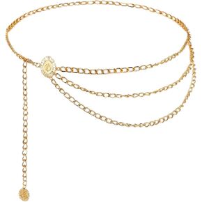 Women’s Layered Waist Chain Belt, Adjustable Gold Body Belly Chain with Extender, Fashion Metal Waist Belt for Dresses, Skirts & Night Out, Total Length 41 in in Saudi Arabia