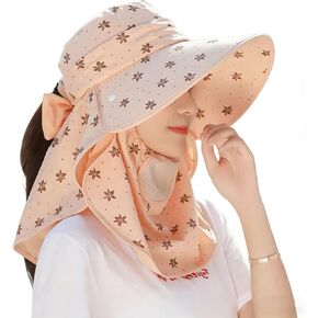 UPF 50+ UV Protection Sun Hat for Women, Wide Brim Summer Sun Hat with Neck Flap & Face Cover, in Saudi Arabia