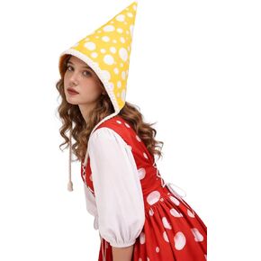 Mushroom Gnome Hat, Polka Dot Cone Elf Fairy Coif, Dwarf Cottagecore Costume Headwear in Saudi Arabia