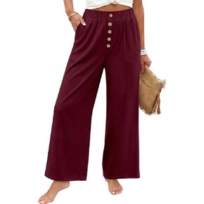 KISSMODA Women's Wide Leg Pants High Elastic Waisted Palazzo Lounge Pants Flowy Trousers with Pockets in Saudi Arabia