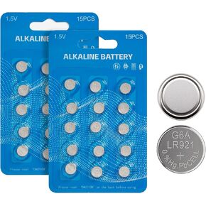 30-Pack AG6 Button Cell Batteries, 1.5V Alkaline Type - Compatible with 371, 370, SR920SW, LR920, LR921, SR927, 171, L921, LR69 Models, Ideal for Watches and Daily Electronic Devices in Saudi Arabia
