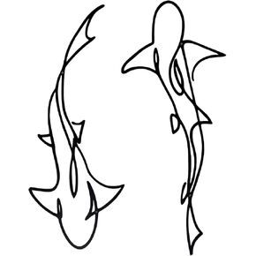 JBCHUCI Metal Fish Wall Art Nautical Decor Set of 2, Abstract Line Iron Shark Wall Sculptures for Coastal Living Room, Bathroom, Bedroom - Ocean Themed Home Decor Housewarming Gift in Saudi Arabia
