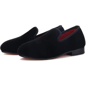 FERUCCI Kids Black Plain Velvet Loafer Wedding Gala Partys Tie Event Special Occasion (Todder, Numeric_12) in Saudi Arabia