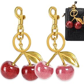 2 PCS Glitter Cherry Bag Charm Keychains Cute Key Chains Fashion Cherries Bag Accessory for Women Girls Purse Bag Backpack Handbags Key Decorate Accessories (Red, Pink in Saudi Arabia