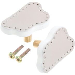 OUNONA 2pcs Cloud-Shaped Brass Cabinet Knobs with White Leather Pulls, Thickened Single Hole Furniture Handles for ’s Wardrobe and Nursery Drawer Hardware in Kuwait