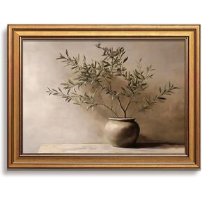 Vintage Botanical Wall Art, Gold Framed Olive Tree Paintings Wall Decor, Modern Farmhouse Still Life Canvas Prints, Plant Antique Pictures, Organic Modern Artwork for Living Room Bathroom 8x10 Inch in Saudi Arabia