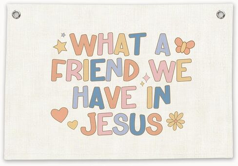 RTXLEZM Kids Room Decor, What a Friend We Have in Jesus Christian Canvas Banner Wall Hanging, Minimalist Bible Verse Wall Art Prints for for Classroom, Playroom，Nursery, Kids Room, 20x30 Inch in Saudi Arabia