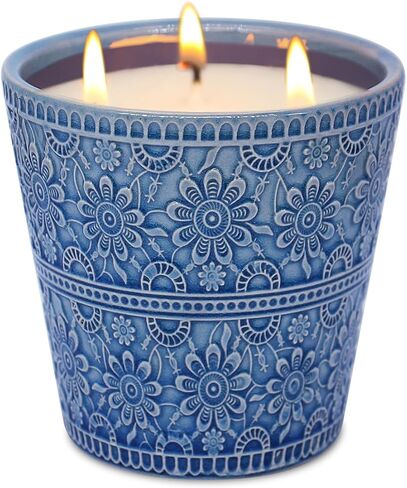 3-Wick Citronella Candle Outdoor Indoor, 20 Ounce Lemongrass Soy Wax Candle in Green Ceramic Jar for Home Garden Patio Yard Balcony and Summer Gift in Kuwait