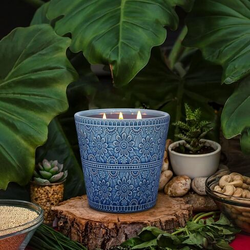 3-Wick Citronella Candle Outdoor Indoor, 20 Ounce Lemongrass Soy Wax Candle in Green Ceramic Jar for Home Garden Patio Yard Balcony and Summer Gift in Kuwait
