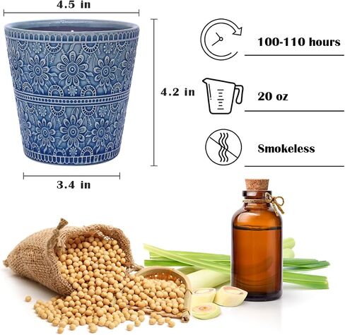 3-Wick Citronella Candle Outdoor Indoor, 20 Ounce Lemongrass Soy Wax Candle in Green Ceramic Jar for Home Garden Patio Yard Balcony and Summer Gift in Kuwait