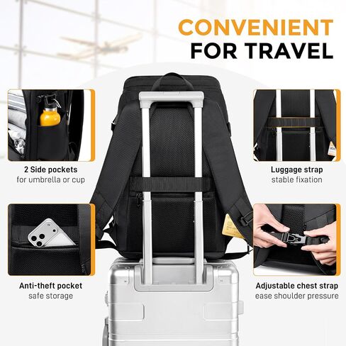 Fenree.geer Carry On Travel Backpack for Men 40L, Fits 15.6" Laptop | TSA Approved, Built-in USB Port, Anti Theft Pocket, 180° Lay Flat, Water-Resistant, Business, Commuter, Camping, Weekender in Saudi Arabia