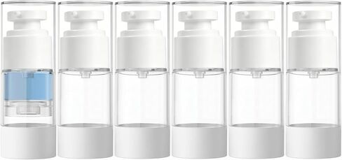 0.5 OZ/15ML Airless Pump Bottles, 3 Pack Lotion Dispenser Travel Size Pump Bottles, Vacuum Cosmetic Travel Bottle for Lotion, Creams, Foundation, Cosmetic, with Labels, Wooeden Stick in Saudi Arabia