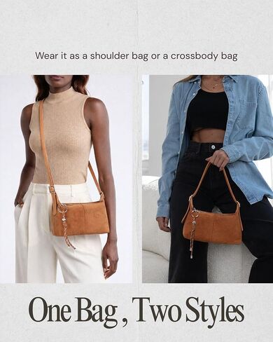 Premium Suede Vegan Leather Crossbody Purses for Women Small Shoulder Bag with Dual Adjustable Removeable Strap and Key Chain in Saudi Arabia