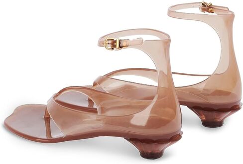 KISSASA Jelly Sandals Shoes for Women Fip Flop Kitten Heel Sandals Clear Ankle Strap Thong Heels Summer Low Heeled Summer Dress Shoes Brown Size 9 in Saudi Arabia