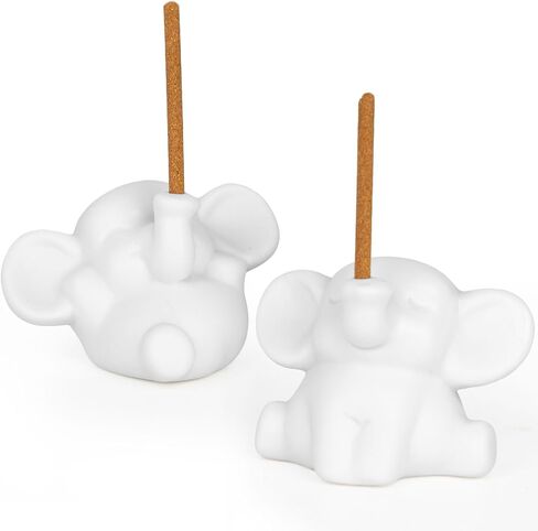 2 PCS Elephant Incense Burner, Handmade Ceramic Incense Holder, Animal Theme Incense Tray, Adorable Home Decoration Accessories (White) in Saudi Arabia