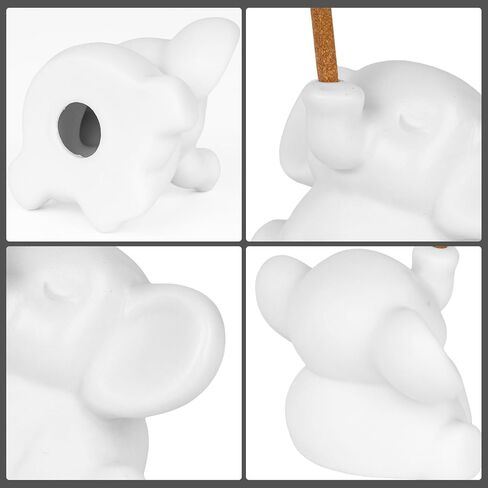 2 PCS Elephant Incense Burner, Handmade Ceramic Incense Holder, Animal Theme Incense Tray, Adorable Home Decoration Accessories (White) in Saudi Arabia