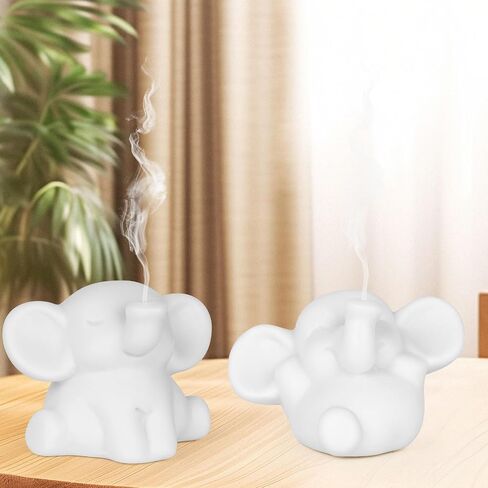 2 PCS Elephant Incense Burner, Handmade Ceramic Incense Holder, Animal Theme Incense Tray, Adorable Home Decoration Accessories (White) in Saudi Arabia
