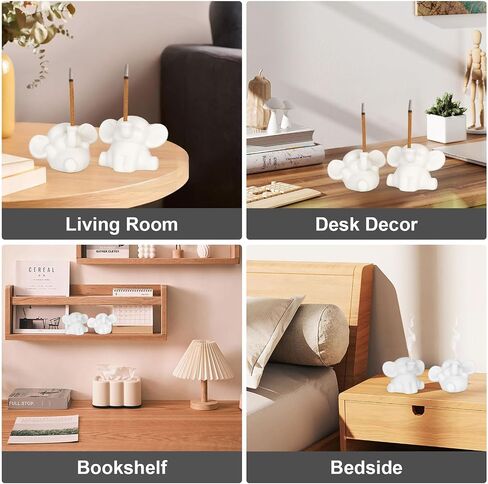 2 PCS Elephant Incense Burner, Handmade Ceramic Incense Holder, Animal Theme Incense Tray, Adorable Home Decoration Accessories (White) in Saudi Arabia