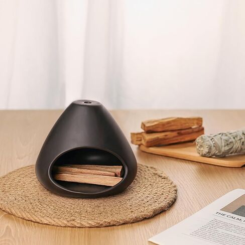 Ceramic Palo Santo Holder, Modern Incense Burner, Smudge Bowl (Black) in Saudi Arabia