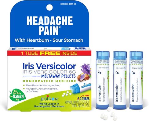 Boiron Iris Versicolor 6C Homeopathic Medicine for Heartburn, Headache On Relaxation - 3 Count (240 Pellets) in Saudi Arabia