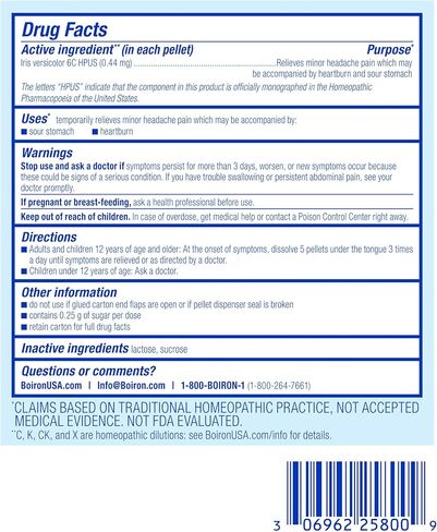 Boiron Iris Versicolor 6C Homeopathic Medicine for Heartburn, Headache On Relaxation - 3 Count (240 Pellets) in Saudi Arabia