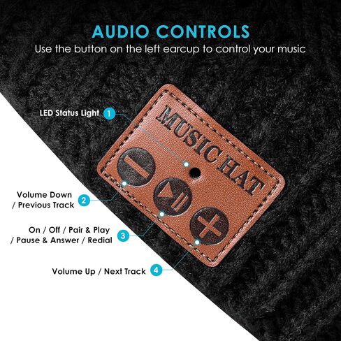 Bluetooth Beanie Hat with Light for Men, Rechargeable 4 Led Headlamp Cap Wireless Headphones, Gifts for Men Dad Teen in Saudi Arabia