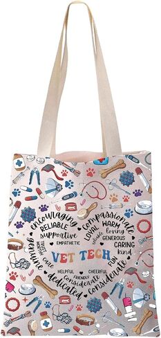 JYTAPP Vet Tech Gift Thank You Canvas Tote Bag Veterinarian Appreciation Animal Rescue Gift Future Veterinarian Nurse in Saudi Arabia
