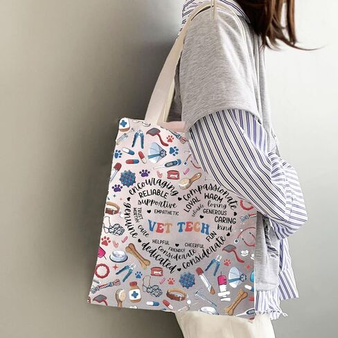 JYTAPP Vet Tech Gift Thank You Canvas Tote Bag Veterinarian Appreciation Animal Rescue Gift Future Veterinarian Nurse in Saudi Arabia