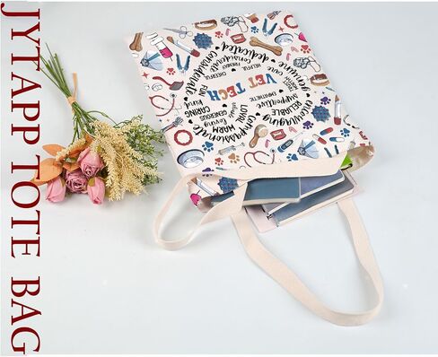 JYTAPP Vet Tech Gift Thank You Canvas Tote Bag Veterinarian Appreciation Animal Rescue Gift Future Veterinarian Nurse in Saudi Arabia