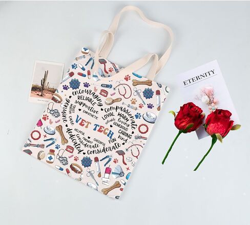 JYTAPP Vet Tech Gift Thank You Canvas Tote Bag Veterinarian Appreciation Animal Rescue Gift Future Veterinarian Nurse in Saudi Arabia