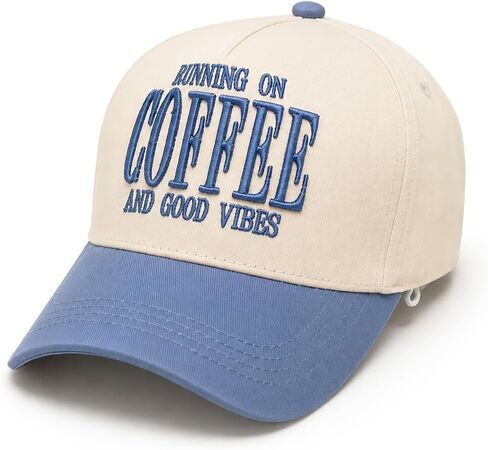 THE INSPIRATION CO. Running on Coffee Embroidered Hat - Trendy Coffee Lover Cap, Adjustable Snapback Baseball Hat in Saudi Arabia