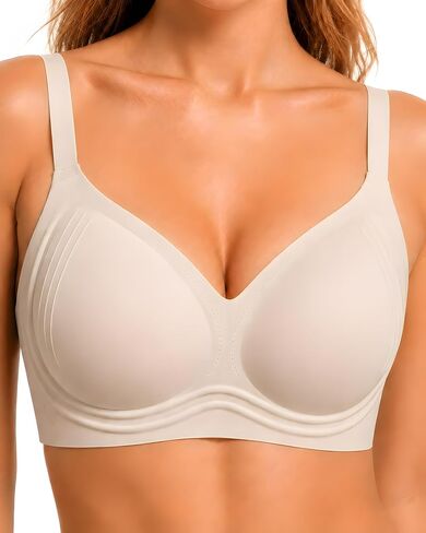 Wireless Jelly Bras for Women Full Coverage Push up Lift Support Seamless Deep V Padded Bralette in Saudi Arabia