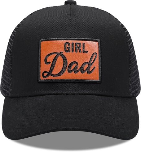 Men's Baseball Trucker hat, Leather Patch Adjustable Girl Father Daddy Baseball hat, Gift for dad Cap Trucker hat in Kuwait