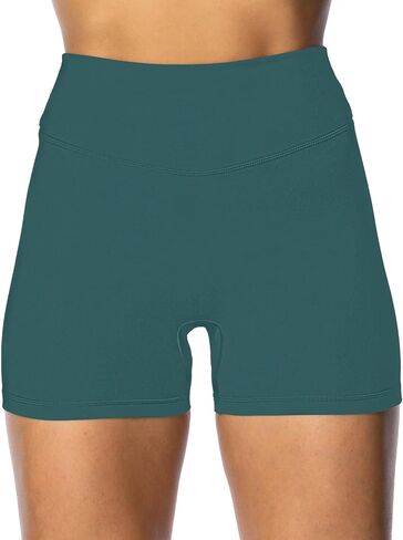 Sunzel Women's Invisible Butt Scrunch Shorts, High Waisted Biker Shorts, Gym Workout Yoga Running Shorts with Tummy Control 4" Inseam Forest Green Medium in Kuwait