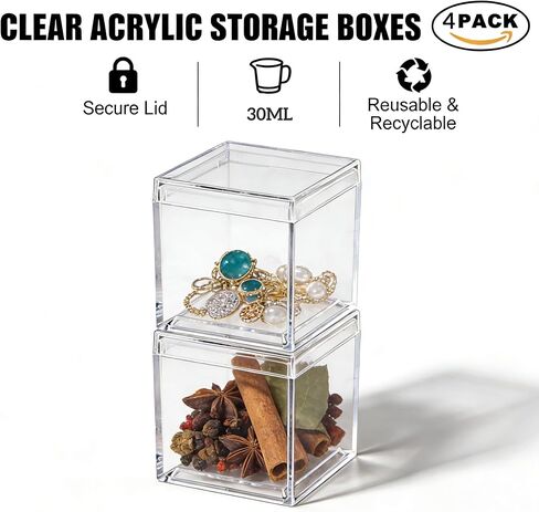 KissYou Small Acrylic Box Clear Candy Boxes with Lid Acrylic Square Cube 4 Pieces Display Case Transparent Jewelry Storage Box Party Decorative Boxes in Saudi Arabia